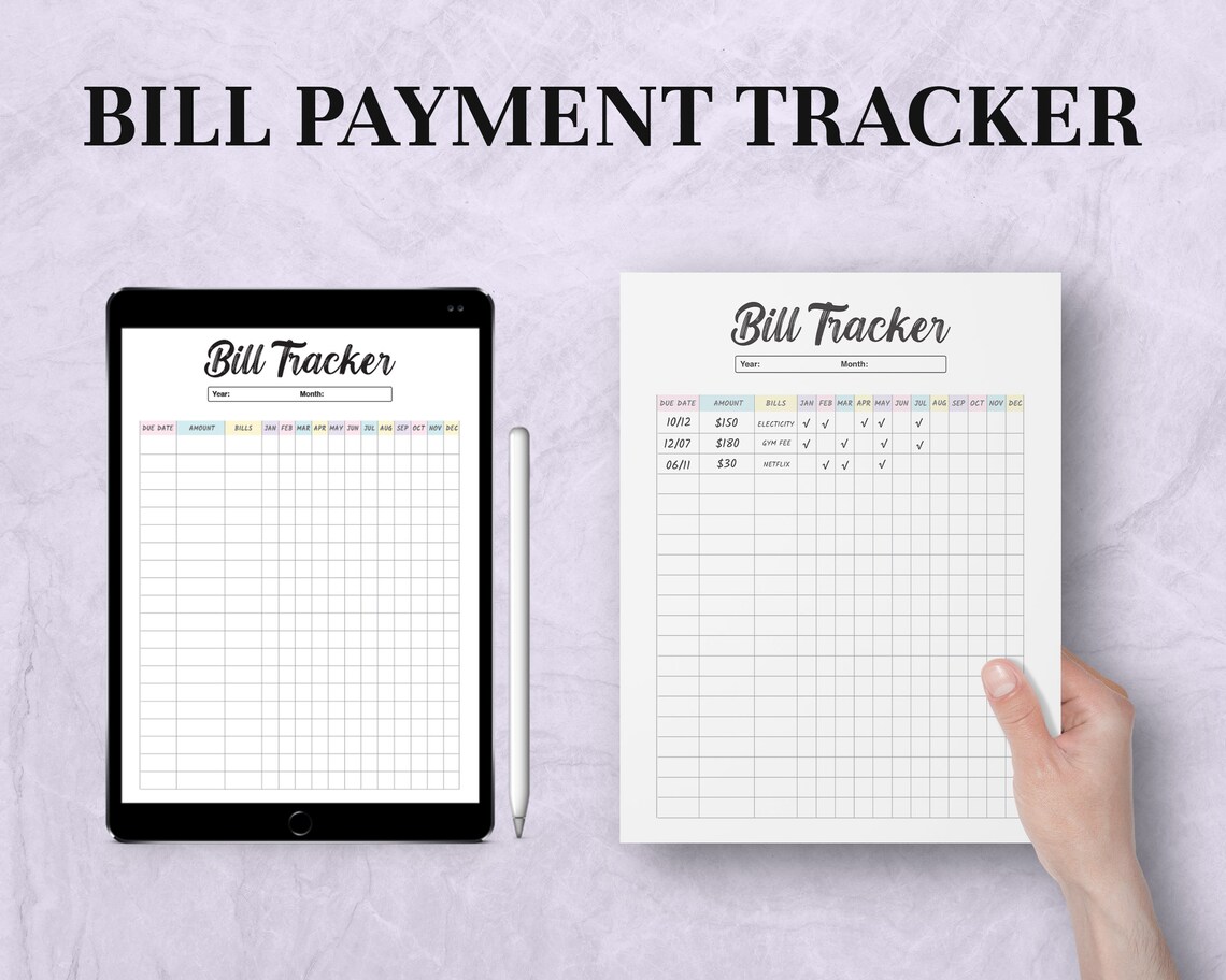Printable Bill Payment Tracker Bill Payment Checklist Template Yearly ...