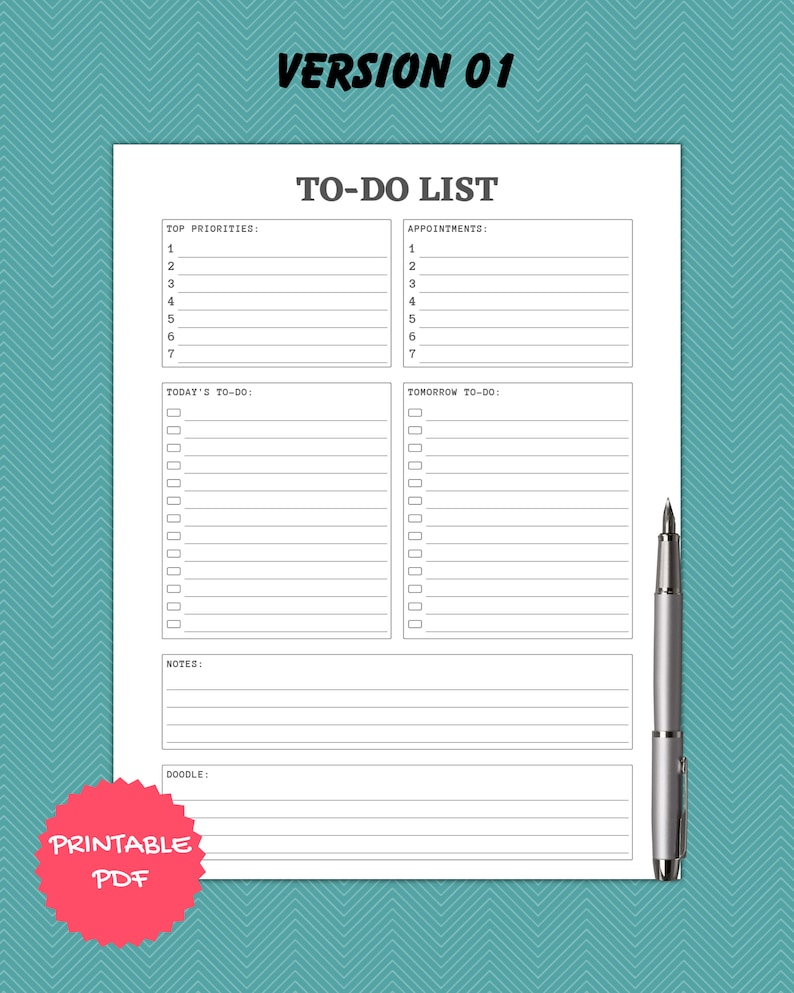 Printable to Do List | Simple Tasks List Template | Checklist Digital ...