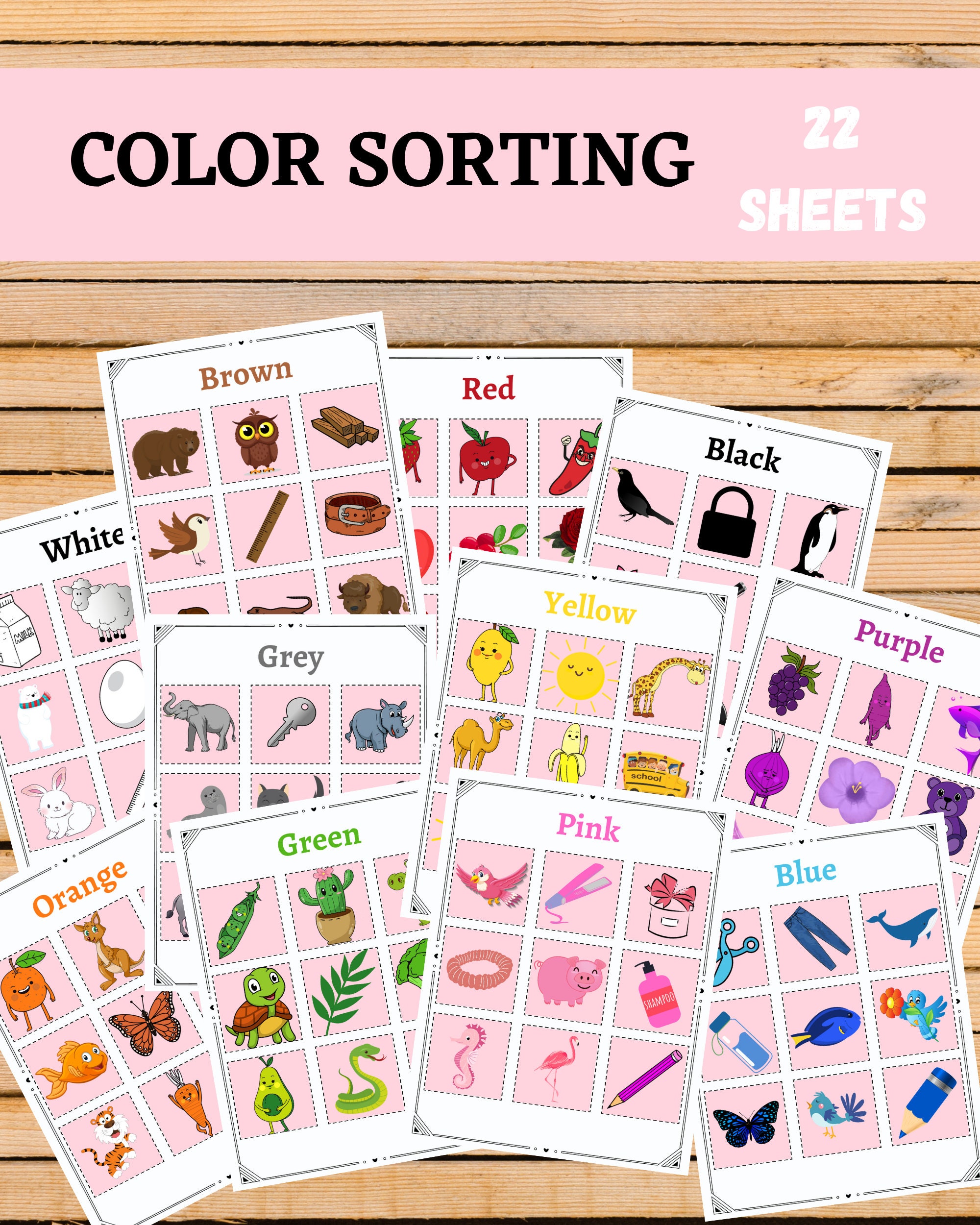 Printable Color Sorting Activity Digital Preschool Worksheet Toddler ...