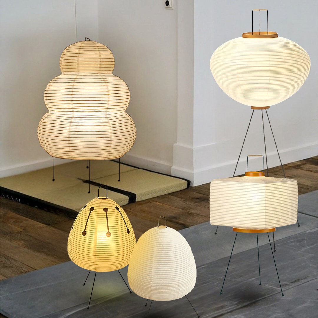Japanese Sphere Paper Floor Lamp Noguchi Inspired Lantern Etsy