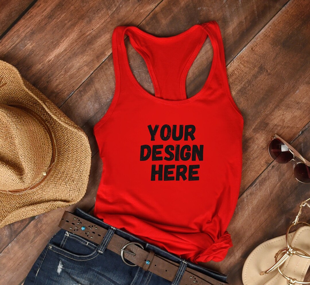 Women's Red Tank Top Mockup Flat Lay Tank Top Mock Up Etsy