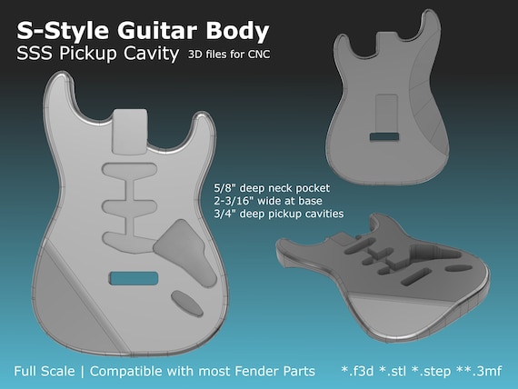 Strat Style Guitar Body CAD Files: CNC Building (digital Download