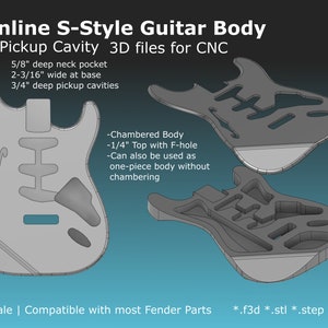 Thinline Strat Style Guitar Body CAD Files: CNC Build (Digital Download)