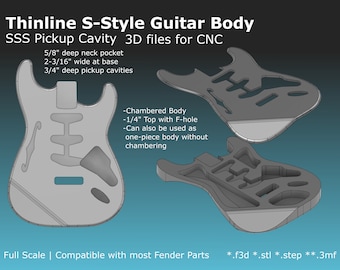 ストラトキャスター ボディ - エレキギター - CAD モデル - 7 種類