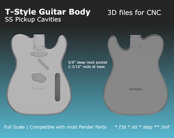Archivos CAD para cuerpo de guitarra estilo Tele: Construcción CNC (Descarga digital)