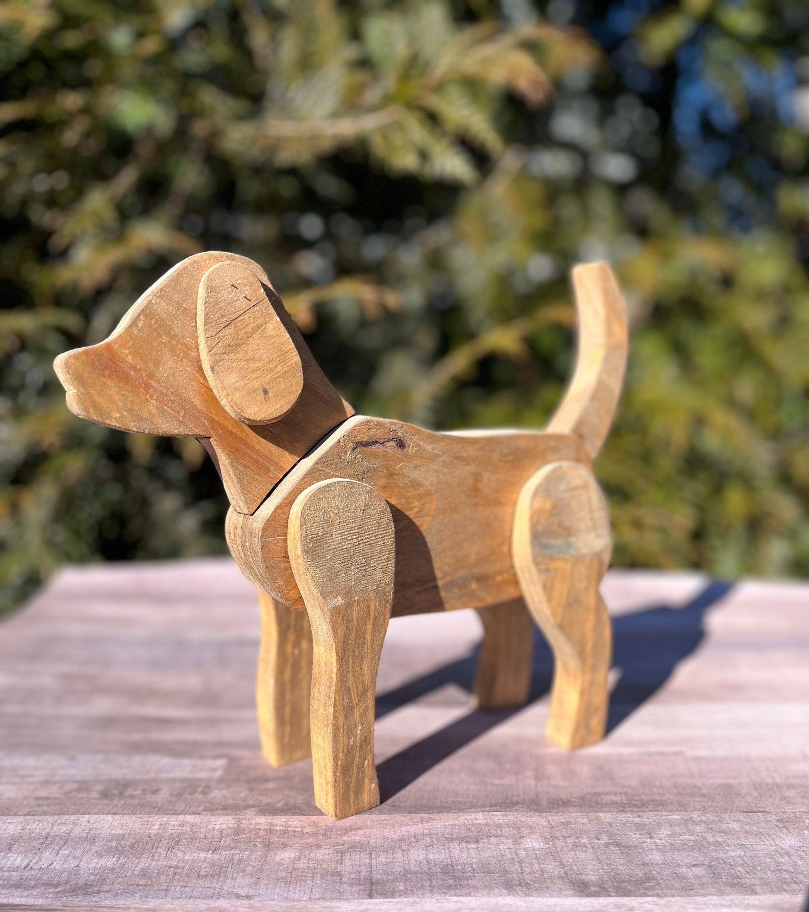 Handcrafted Wooden Standing Lab, Sculpture Rustic Decorative Wooden 3D ...