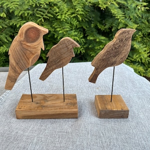 Wooden Bird Home Decor, Wooden Bird Figurines, Bird Lover&#39;s Wood Decor, Carved Birds, Natural Wood Bird Statues, Wooden Bird Sculptures