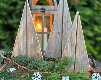 Rustic Wooden Christmas trees, Holiday Tree Decor, Shabby Chick Decor, Set of 3, Farmhouse Decor, Shelf Sitter, Holiday tiered tray.