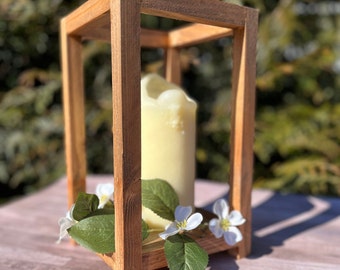 Rustic Wooden Lantern Wedding Centerpiece: Handcrafted Table Decor