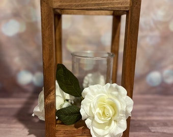 Sziqiqi Portacandele In Legno Con Vetro Set Di 2, Rustico Candelabro