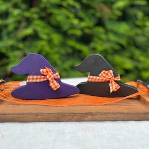 Wooden Witch Hat Decor, Witch Hat Table Decoration, Tier Tray Decor, Spooky  Halloween Decor, Black Witch Hat, Fall accents