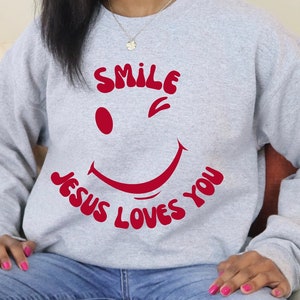 Sourire Jésus vous aime Svg | Chrétien rétro | Vêtements chrétiens | Brb png | Jésus drôle Svg | La fin des temps svg | Vêtements chrétiens