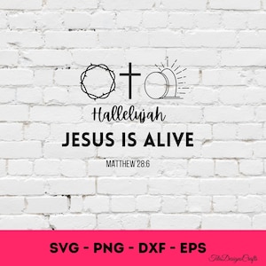 Christian Easter Cut File - Jesus is Alive SVG Instant Download