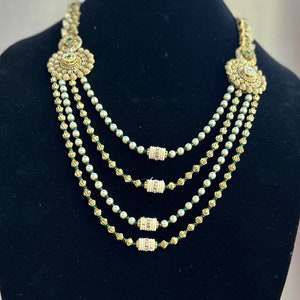 Gold plated long necklace set / Indian Jewelry / Indian Necklace / Punjabi Jewelry / Fijian Jewelry / Pakistani Jewelry /elegant Indian set