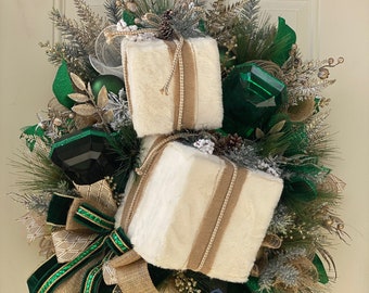 Christmas Jewel Wreath, Holiday Jewel, Holiday Present Wreath, Front Porch Wreath, Winter Home accent, Luxury Jewel Wreath, Gem wreath
