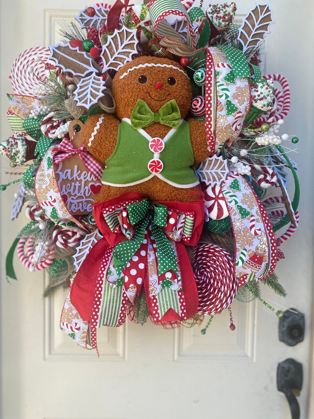 Gingerbread Man Wreath, Christmas Wreath, Christmas Front Door Wreath ...