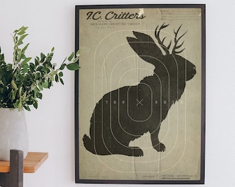 JACKALOPE Shooting Target Art Print Western Hunting Wilderness Signage Wild West Physical Print, Home Decor Office Wall Art Retro Funny Sign