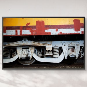 Fotografia de ferrovia de trem, impressão física em cores pintadas, trilhos de trem, decoração de casa, arte de parede de LA, metrô vintage