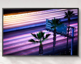 Los Angeles Night Photography LA Long Exposure Office Decor Physical Print Color Photography DTLA City Street Home Office Freeway Wall Art