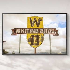 Vintage Signage Desert, Route 66 California Abandoned Whiting Bros Retro Signage Photography Physical Print, Home Office Decor Wall Art