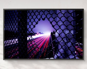 Los Angeles Long Exposure Night Photography Home Office Decor Physical Print Color Photography, DTLA City Home Office Freeway Wall Art