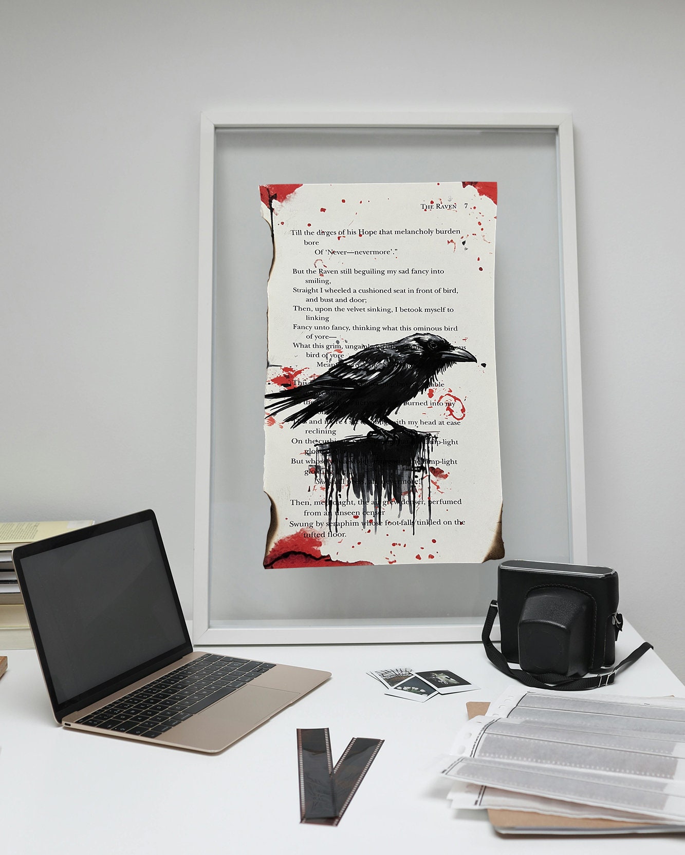 Edgar Allan Poe the Raven & Other Poems Book Page Art Distressed Bloody ...