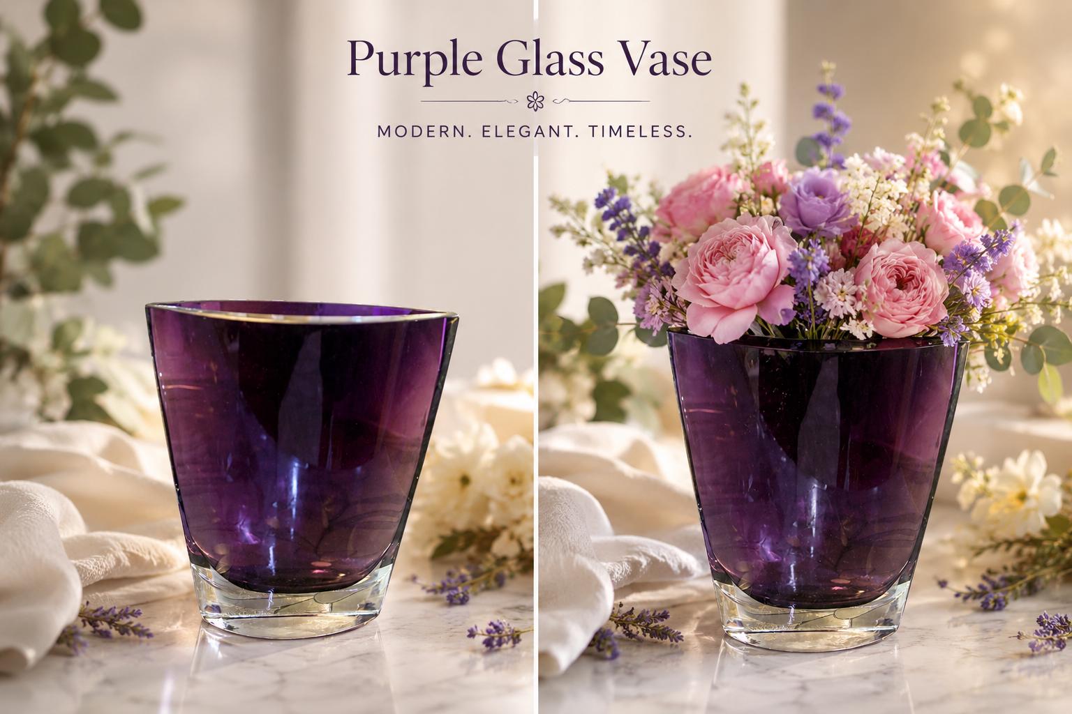 Amethyst Glass Vase - Etsy