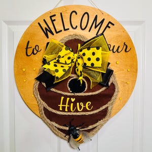 Beehive Door Hanger 18” Beehive Front Door Decoration