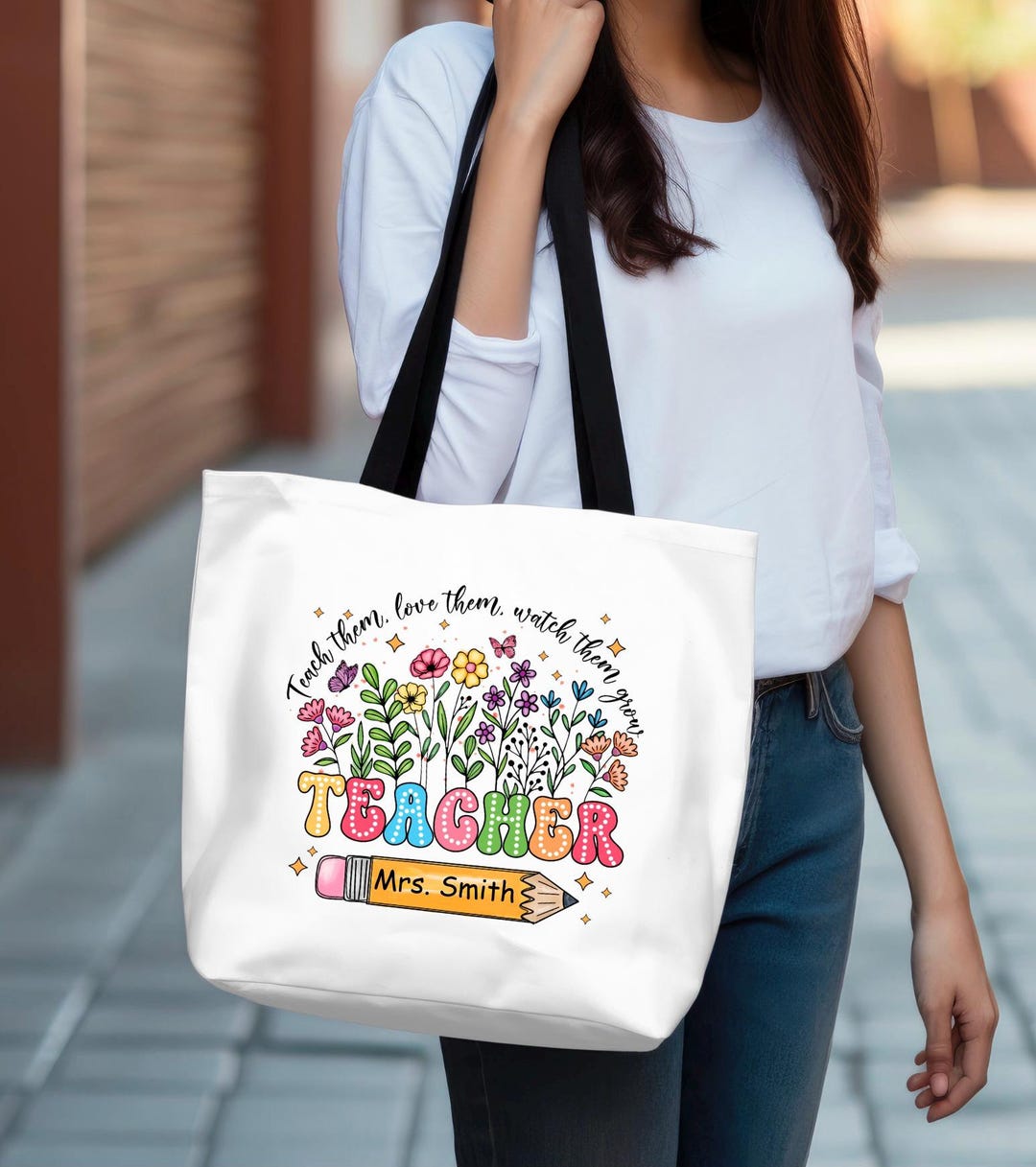 Personalized Large Canvas Teacher Tote Bag Teacher Appreciation Gift - Etsy
