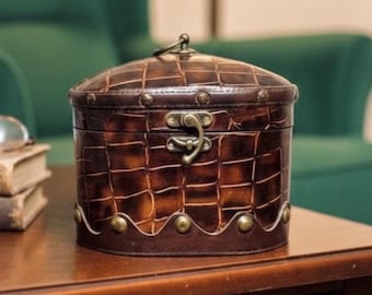 Vintage Faux Crocodile Leather Trinket Box
