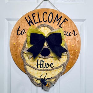 Beehive Door Hanger 18” Beehive Front Door Decoration