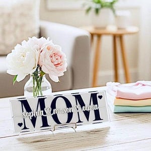 Personalized Ice Beveled Glass Tile: Custom Mom/Dad Gift