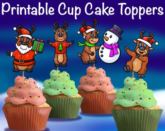 Printable CHRISTMAS REINDEER cupcake toppers