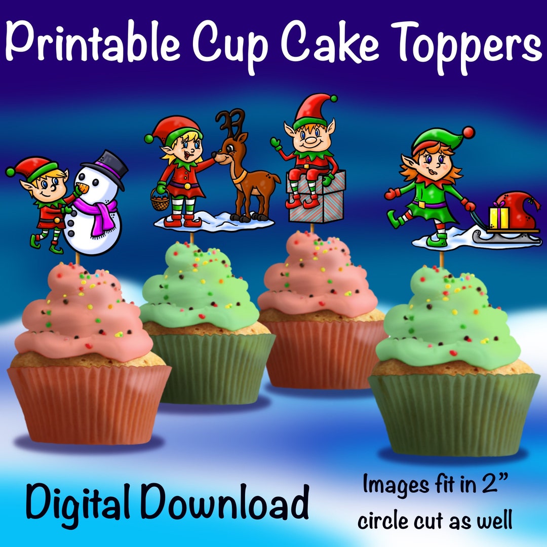 Printable CHRISTMAS ELVES Cupcake Toppers - Etsy