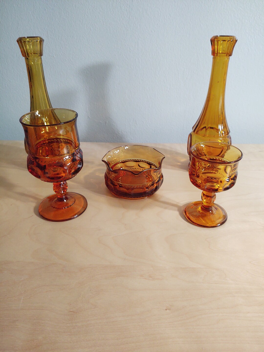 Wheaton Amber Glass Bullseye Bud Vase and Indiana Kings Crown Etsy