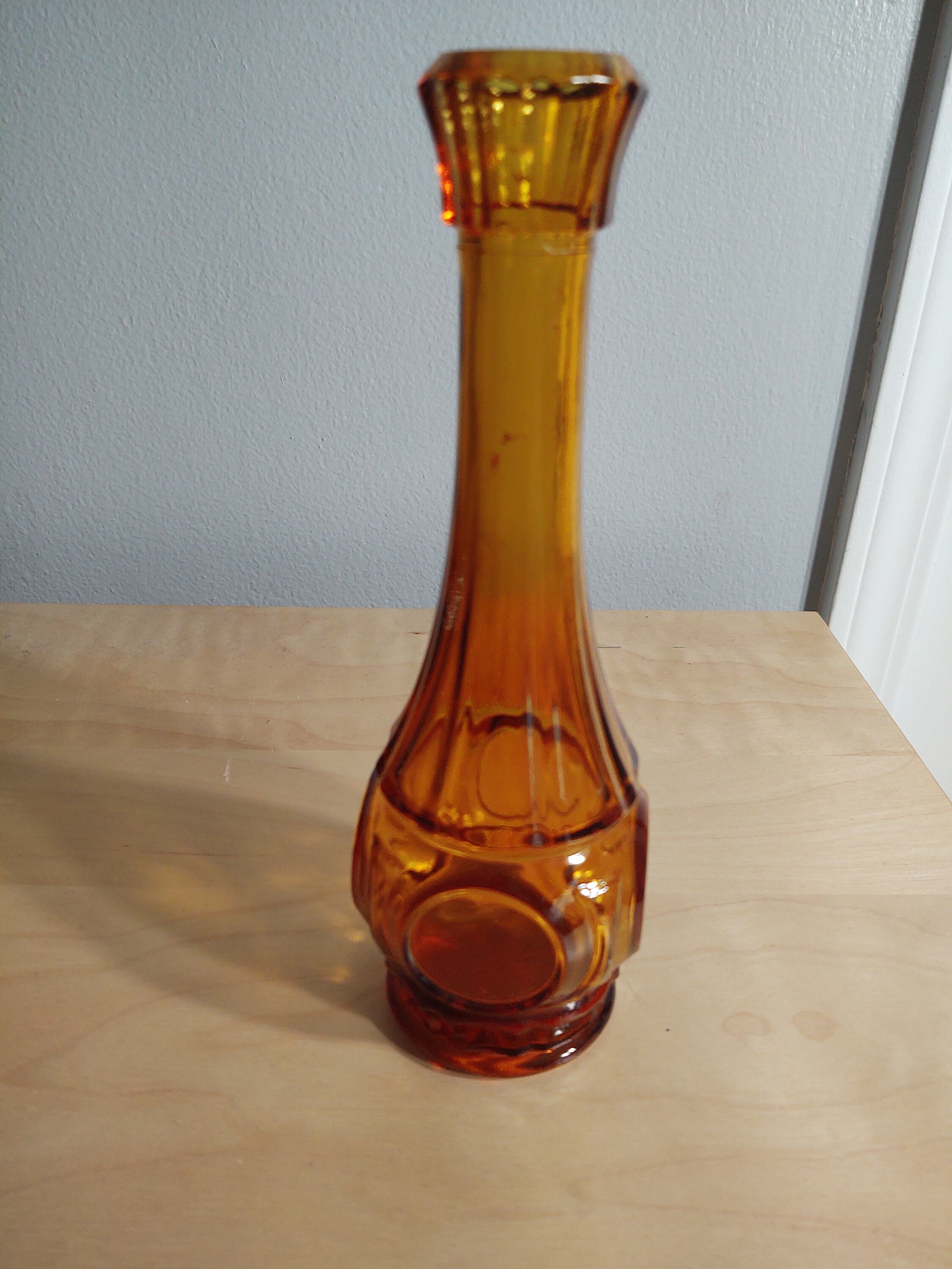Wheaton Amber Glass Bullseye Bud Vase and Indiana Kings Crown Etsy