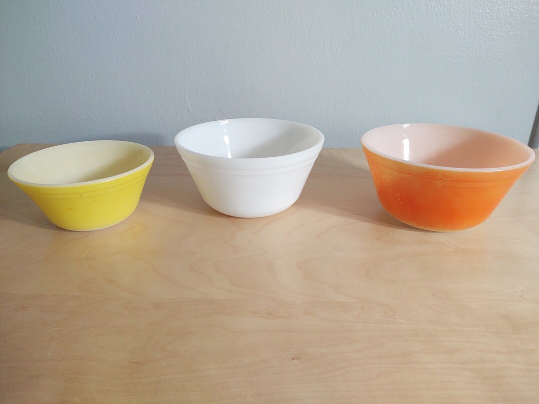 Vintage Federal Glass Mixing Bowls Orange White and Yellow Etsy