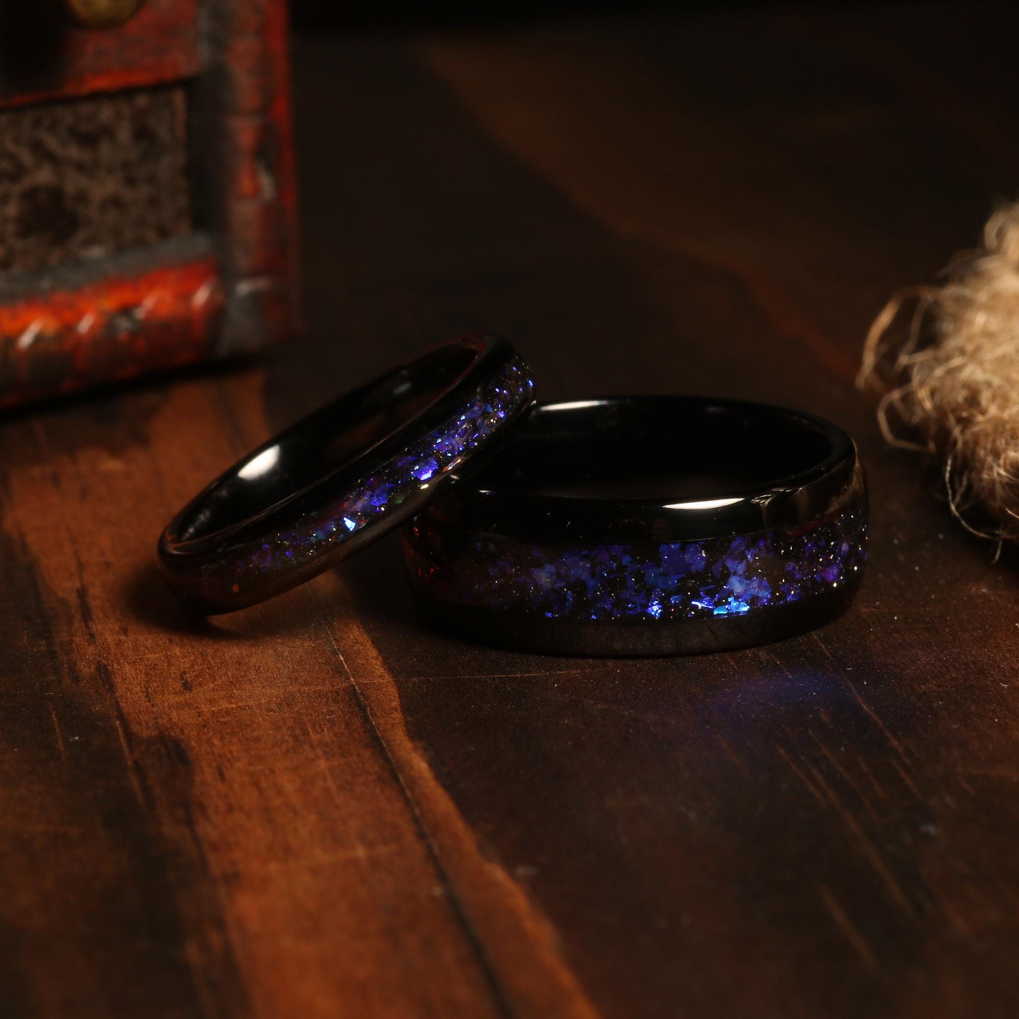 Galaxy Ring Set Nebula Couples Rings Matching Wedding Bands Unique ...