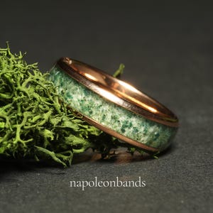 6mm Moss Agate Ring Rose Gold Polish Tungsten Wedding Ring 8mm 6mm 4mm Moss Agate Gold Silver Black Ring Mens Ring Men & Women