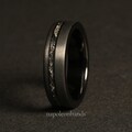 The Abyss - 6mm Black Meteorite Brushed Wedding ring, Black obsidian sandblasted Mens Wedding Band 6mm and 8mm