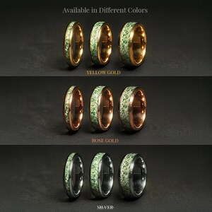 Green Moss Agate Ring Set His and Hers Wedding Band Rose Gold Ring Set Matching Nature Couples Promise Ring Unique Set 14K Rose Gold - Gaia bild 10