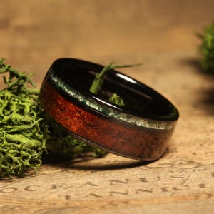 Moss Agate Men&#39;s Wedding Band, Moss Agate Ring, Whiskey Barrel Wedding Band, Men&#39;s Tungsten Ring, 8mm wide ring, whiskey barrel ring men 8mm