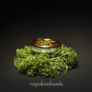 Moss Agate Ring Men Yellow Gold Mens Wedding Band 6mm Ring 4mm Moss Agate Ring Tungsten Wedding Ring 8mm Couples Matching Unique Ring Women