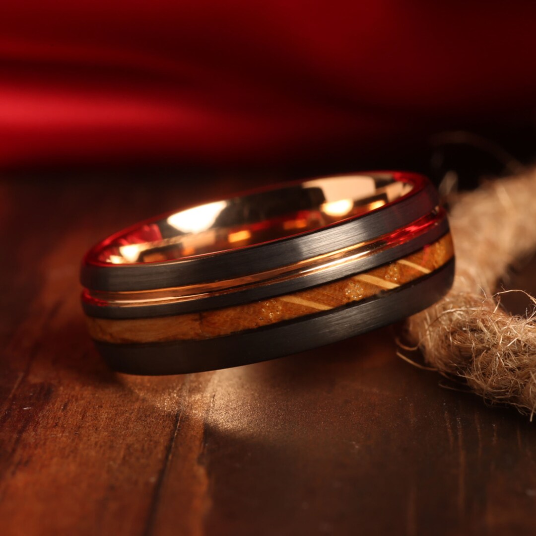 Barrel Ring Double Whiskey Barrel Ring, Wood Ring, Wooden Ring, Wooden Wedding Ring ...