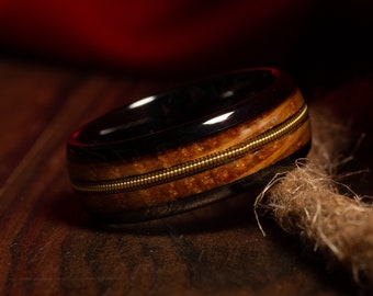 Mens Guitar String Wedding Band, Whiskey Barrel Wedding Band, Mens Wedding Band, Whiskey Wedding Band, Mens Wedding Ring, Guitar String Ring