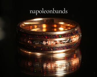 Black Garnet Ring Tungsten Ring Meteorite Mens Wedding Band Garnet Ring Men Gift for Him Red Ring Gift Natural Red Garnet Rosegold Mens Ring