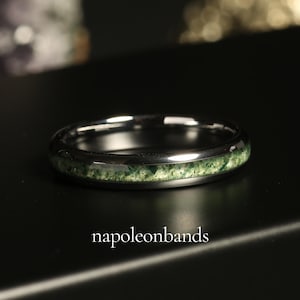 4mm Moss Agate Ring Silver Polish Tungsten Wedding Ring 8mm 6mm 4mm Moss Agate Gold Silver Ring Mens Ring Men & Women