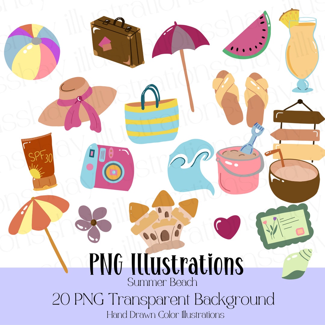 Summer Beach Clipart Bundle Seamless Repeat Pattern Digital - Etsy
