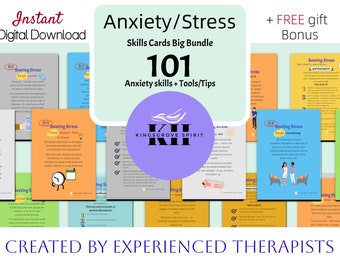 Anxiety Skills Management Flash Cards Bundle Cognitive Behavioral and ACT Strategies For Coping With Stress Worry Anxiety Panic