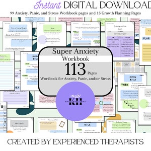 Anxiety Therapy Workbook Printable Worksheets For Panic Worry and Stress Coping Skills Self Help Resource Bundle Mental Health Management